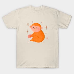 Cute Monkey with Honey Peach T-Shirt